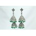 925 sterling silver Jhumki earring India Tribal Jewelry green onyx Stones